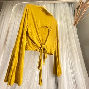 Mustard yellow blouse with open back